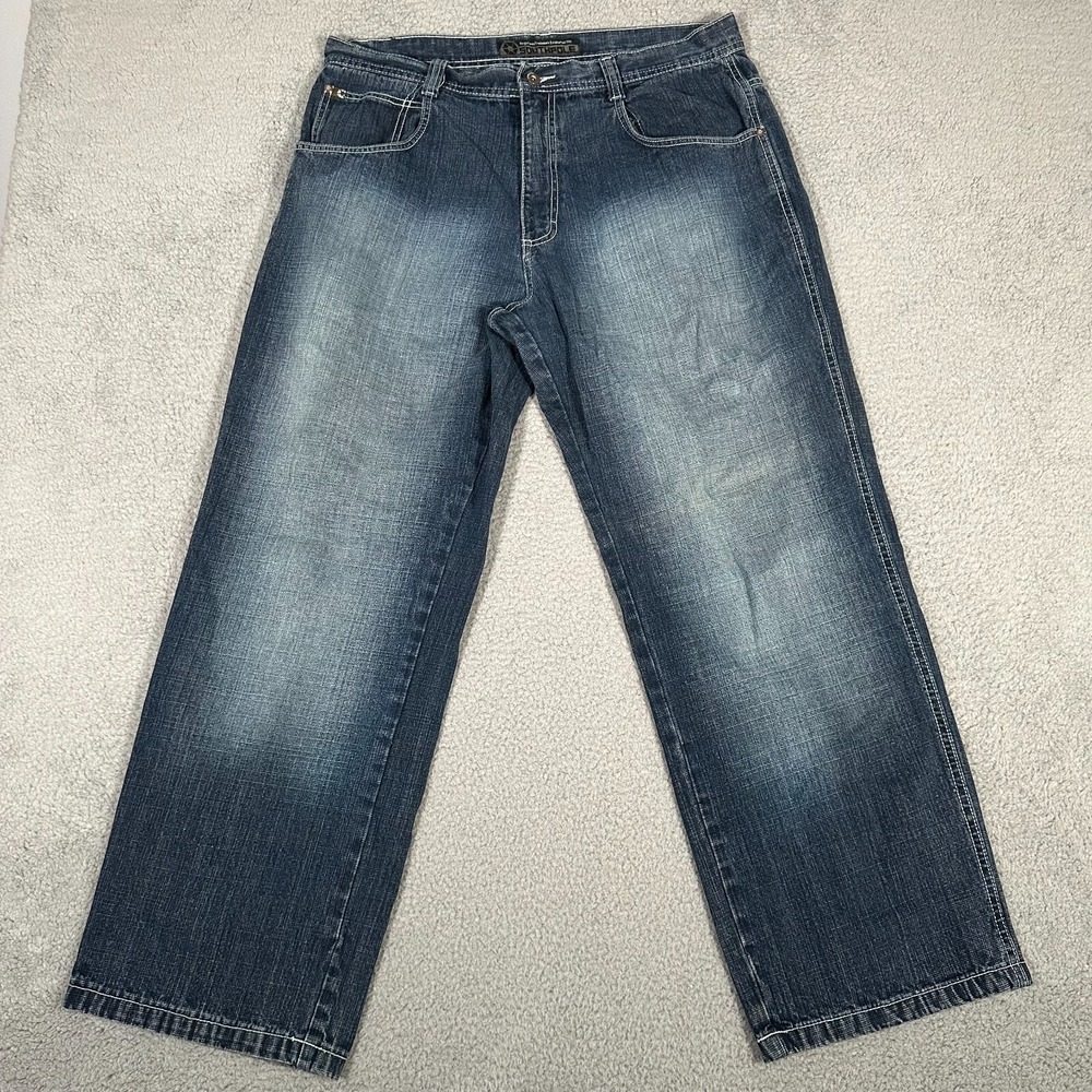 Vtg Southpole Jeans Mens 38x31 Baggy Wide Leg Hip Hop Street Dark Wash Fade Y2K